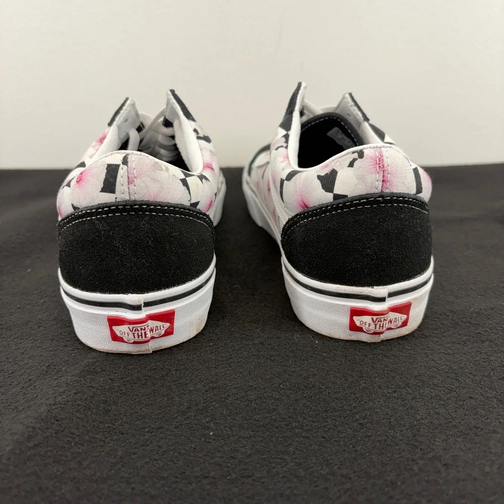 Vans Old Skool Pink Floral Checkerboard Low Top Skate Shoes Mens 8 Womens 9.5 - Picture 4 of 9